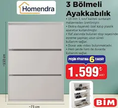 HOMENDRA 3 BÖLMELİ AYAKKABILIK 110X73 CM